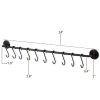 Set of 2 - Black Metal Wall Mounted Pot Rack with 20 Hanging Hooks