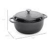 6 Quart Large Grey Enamel Cast-Iron Dutch Oven Kitchen Cookware