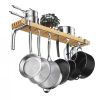 36-inch x 8-inch Wall Mounted Metal Wood Pot Rack with 6 Swivel Hooks