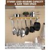 36-inch x 8-inch Wall Mounted Metal Wood Pot Rack with 6 Swivel Hooks