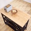 Dark Brown Kitchen Island Cart w/ Wood Top 2-Shelves Drawer and Locking Wheels