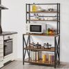 Modern Industrial Metal Wood Bakers Rack Kitchen Storage Shelf