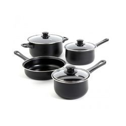 Gibson Home Chef Du Jour 7 Piece Carbon Steel Nonstick Cookware Set in Black