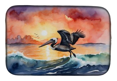 Pelican Fiery Sunset Dish Drying Mat Absorbent Dish Drying Mat Pad for Kitchen Counter Dish Drainer Mat for Countertop, 14 x 21", Multicolor