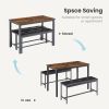 Dining Table Set, Barstool Dining Table (with 2 PU Upholstered Benches), Industrial Style Dining Table and Chairs for Kitchen, Living Room, Party Room