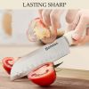 Knife Set for Kitchen, 5-Pieces White Cooking Knife Set with Storage Knife Holder, Sharp Stainless Steel Knife Block Set for Cutting Slicing Dicing Ch