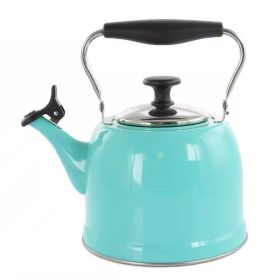 2.2 Quart Aqua Blue Green Teal Turquoise Stainless Steel Whistling Teapot Kettle